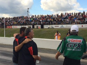 John Force and crowd Sunday